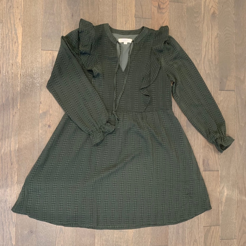 LOFT Textured Ruffle Swing Dress